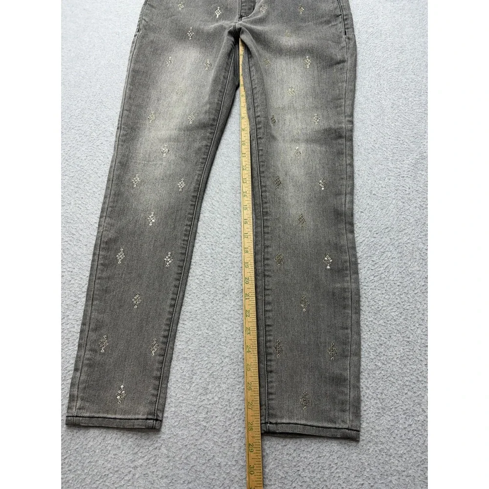Sundance Jeans Womens 29x26 Gray Charcoal Wash Primrose Sequin Skinny Stretch